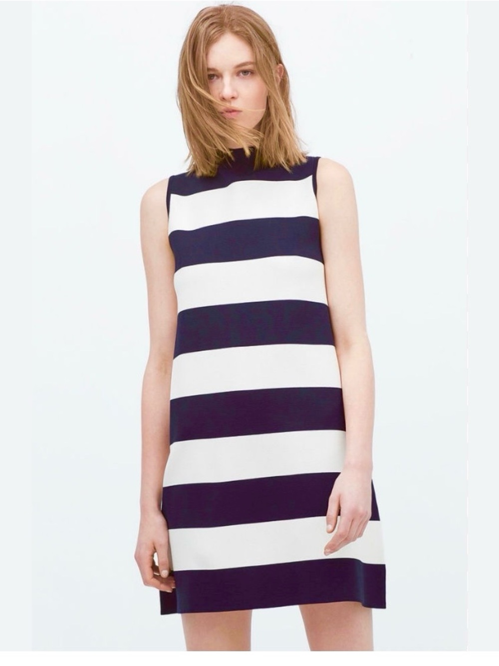 Zara sundress/top white with blue striped, sz S NWT